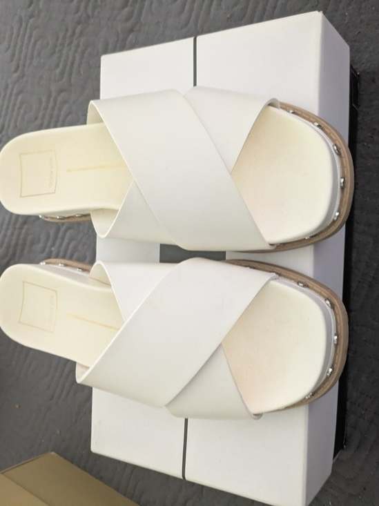 Dolce Vita Shoes - Dolce Vita White Crisscross Studded Platform Slides